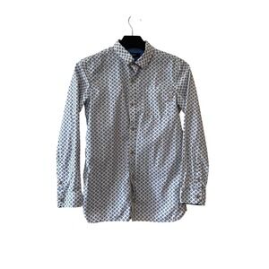 Baker by Ted Baker Boys Geometric Print Button Down Shirt Long Sleeve Blue White